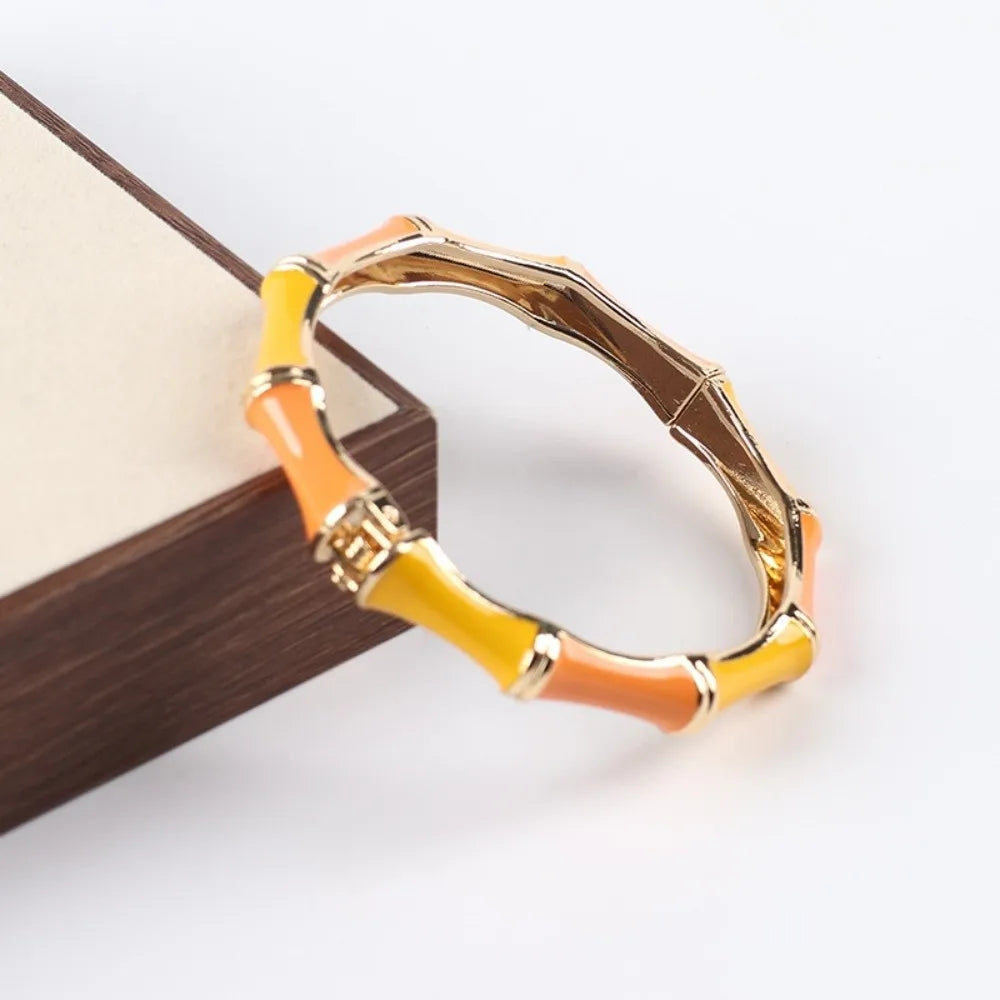 Colorful Enamel Bamboo Bangle – Ethnic Vintage Bracelet Enamel Bangle Bracelet PLUSH Style 3