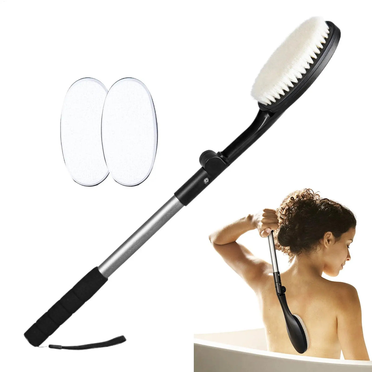 Foldable Long Handle Back Scrubber & Bath Brush for Shower Back Scrubber Brush PLUSH