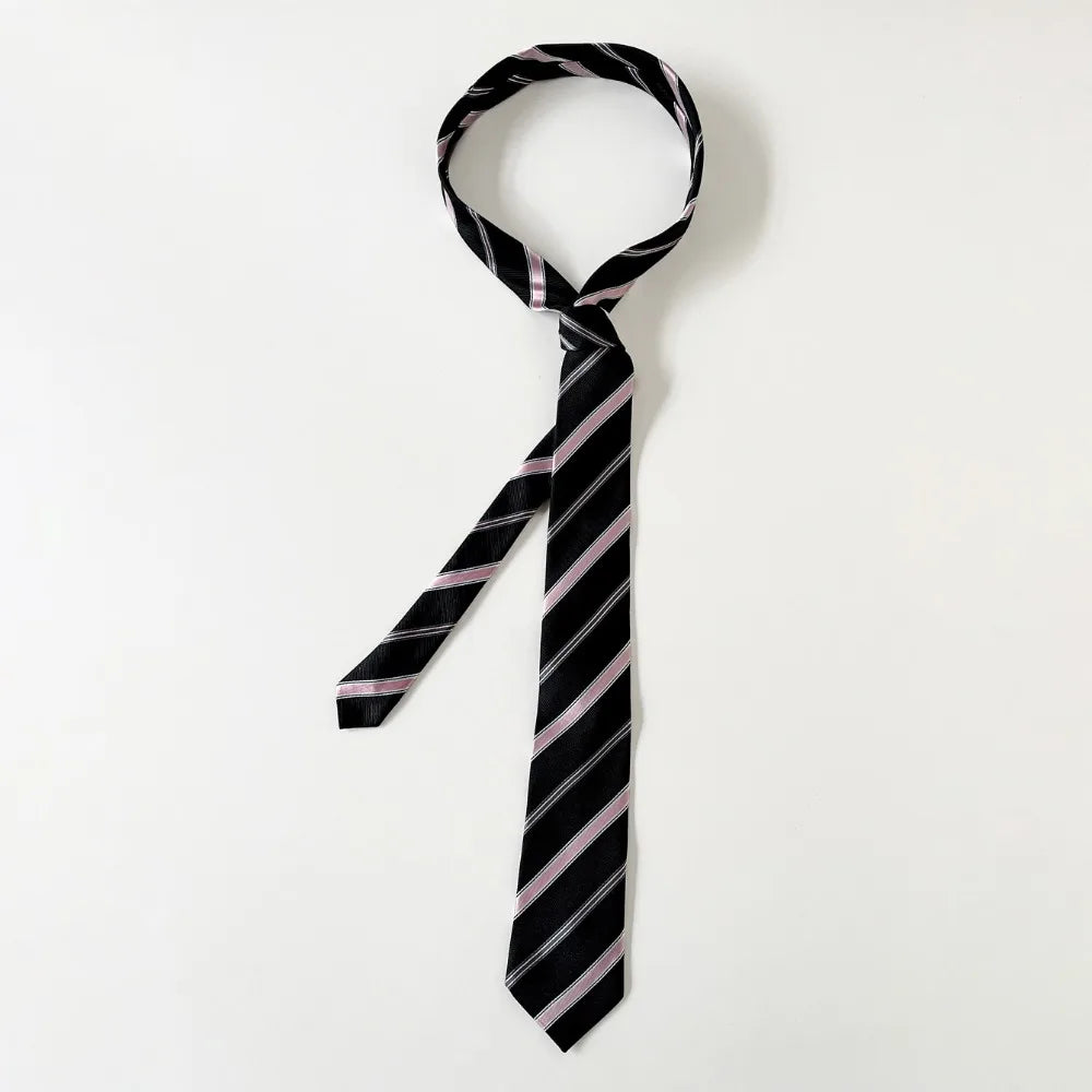 Y2K Korean Striped Necktie – Harajuku JK Uniform Style Fashion Necktie PLUSH Style 1