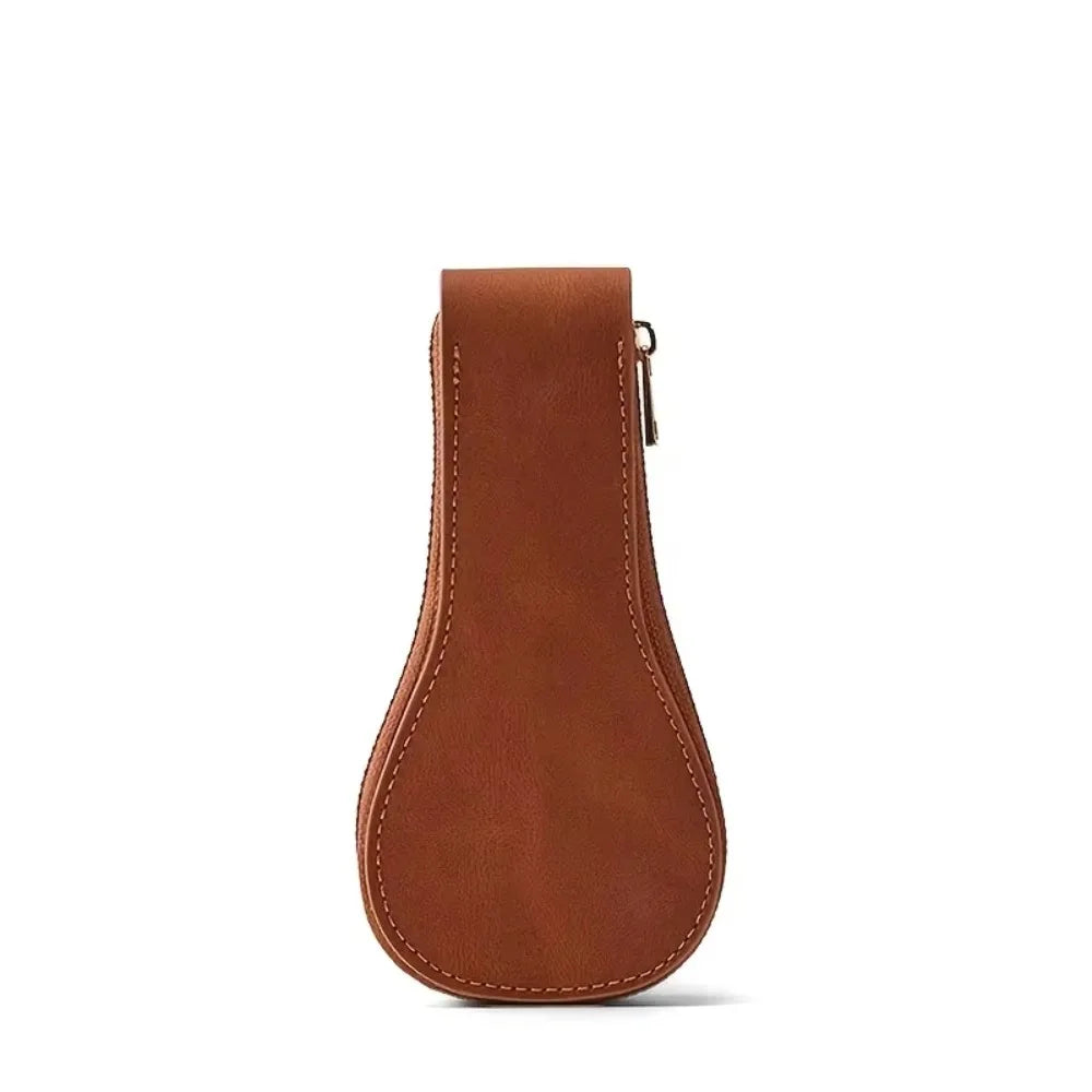 PU Leather Watch Pouch 1-Slot Zipper Travel Storage Organizer Watch Travel Pouch PLUSH Coffee
