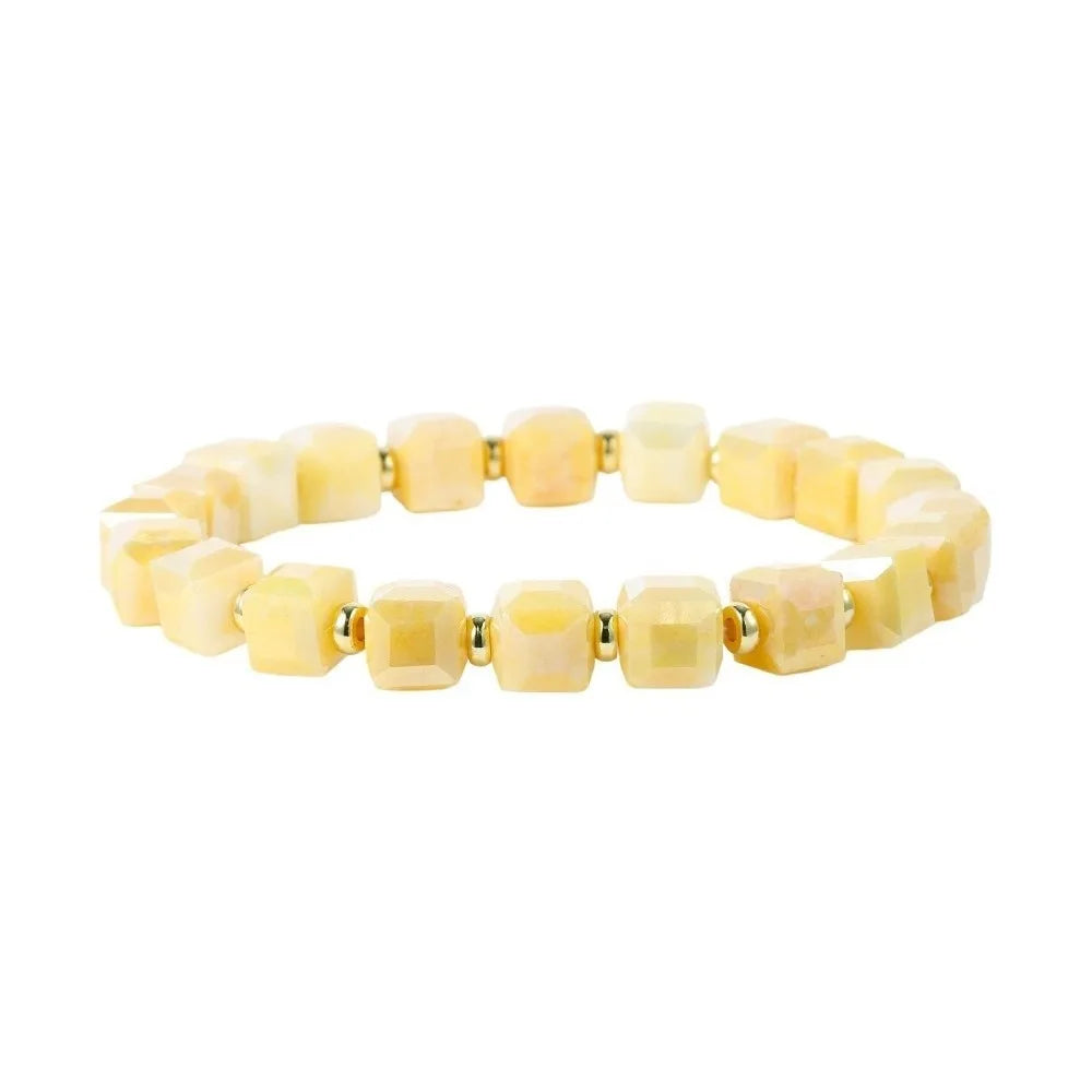 Colorful Crystal Glass Sugar Cube Beaded Bracelet | Unisex Beaded Chain Bracelet PLUSH Style 3