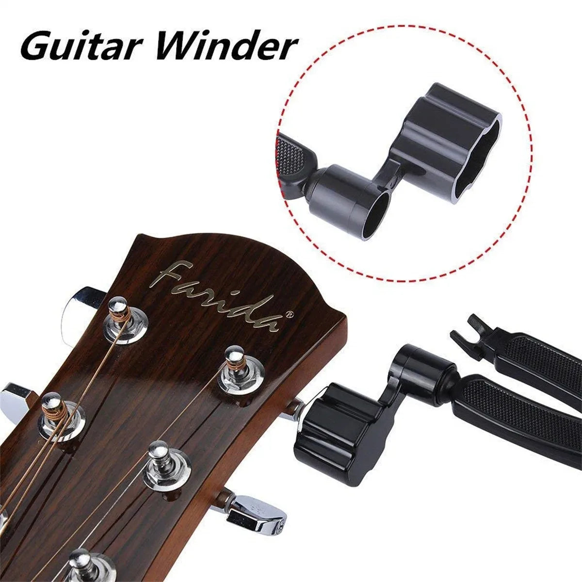 3-in-1 Guitar String Winder, Cutter & Pin Puller – Black Guitar Maintenance Tool PLUSH