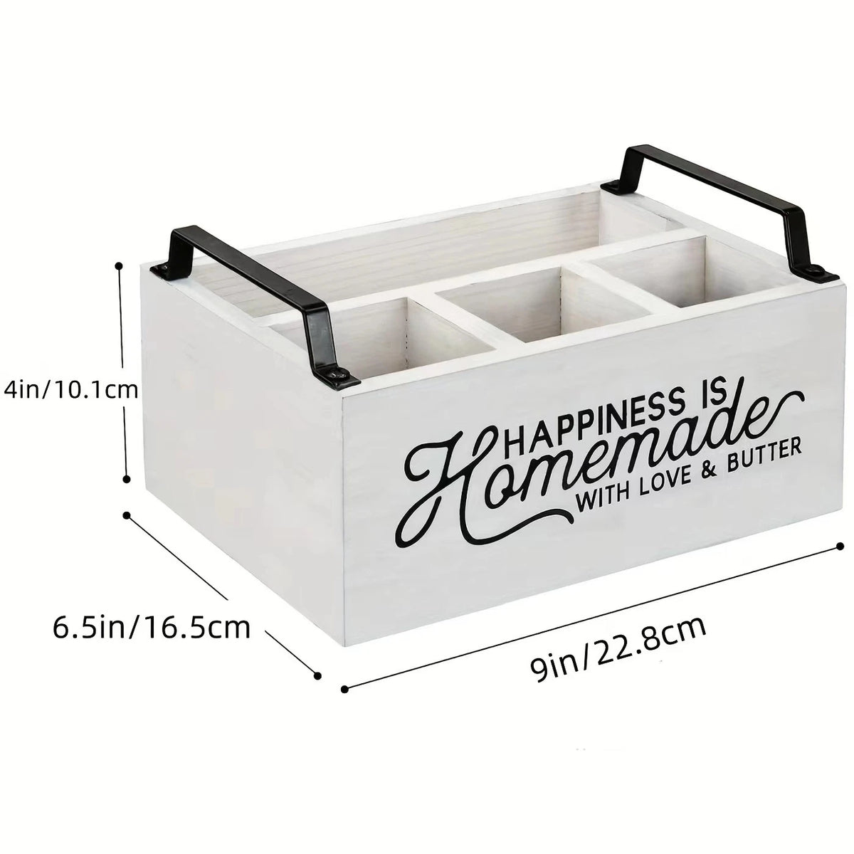Wooden Cutlery & Desktop Organizer Tray – Rustic Storage Box Kitchen Organizer Tray PLUSH White