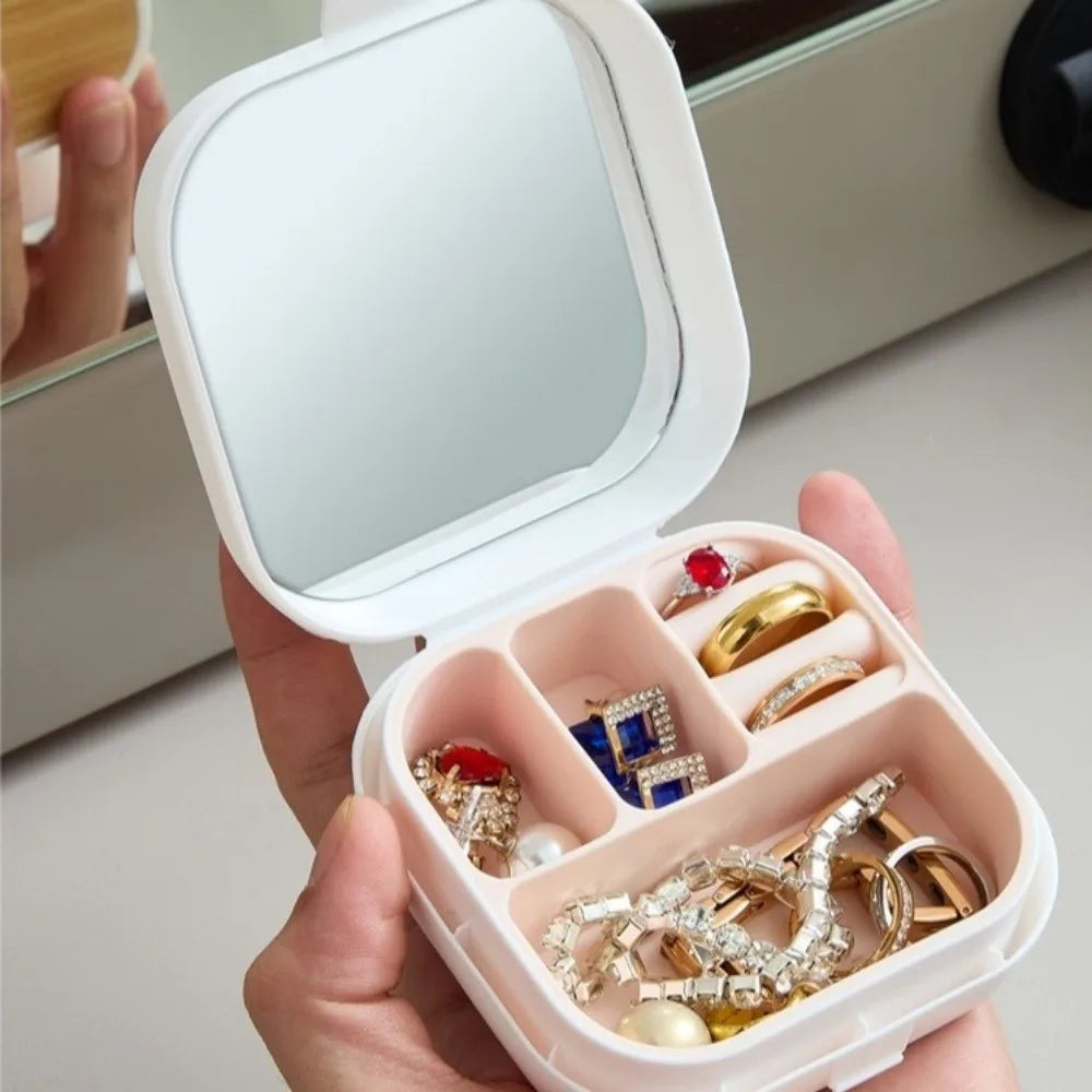 Portable Jewelry Box Square Plastic Desktop Organizer Jewelry Storage Box PLUSH