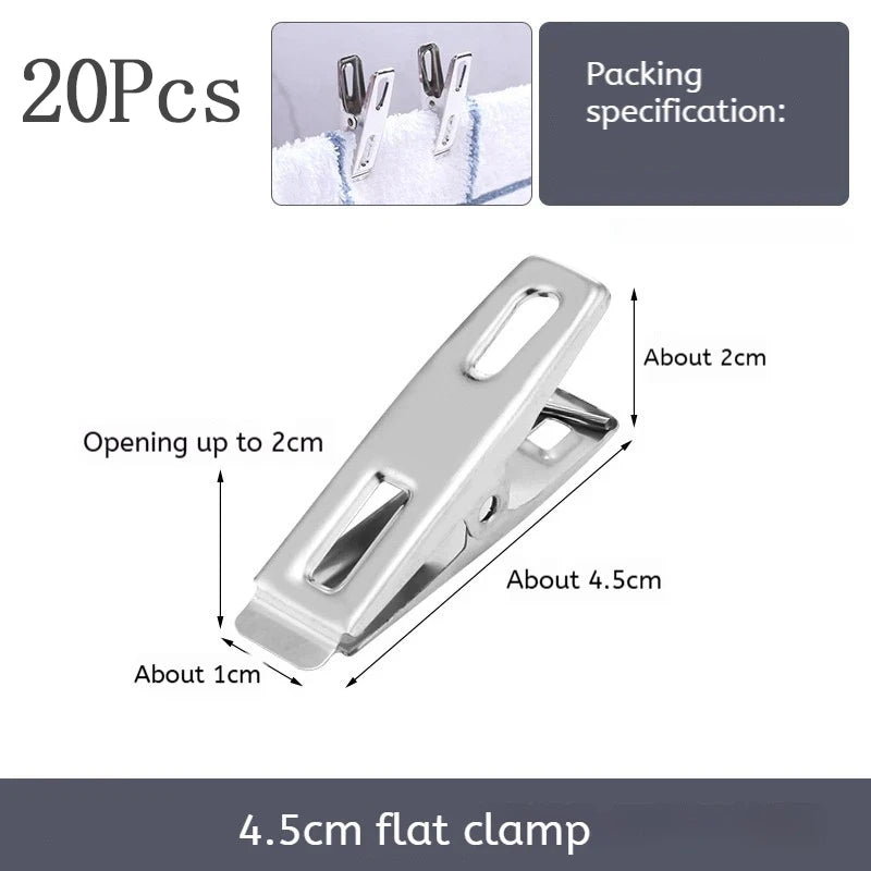 Stainless Steel Clothespins Binder Clips – 20 or 40 Pack Metal Clothespins PLUSH 20pcs