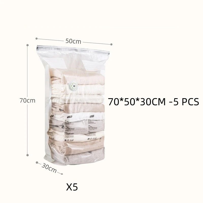 TAILI No-Pump Vacuum Storage Bags for Clothes & Blankets 3-5pc Vacuum Storage Bags PLUSH Cubic L 5 PCS