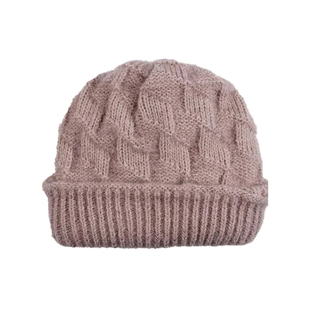 Women's Thick Cable Knit Beanie Hat – Warm Winter Knit Cap Knit Beanie Hat PLUSH B One size