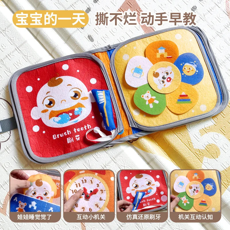 Baby Cloth Sensory Book – Montessori Cognitive Toy Ages 0–3 Baby Sensory Book PLUSH Babys Day