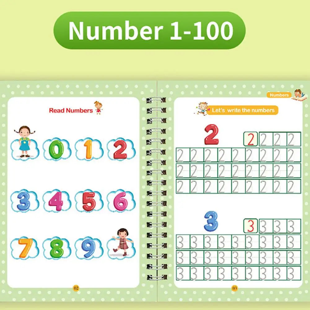 4-in-1 Magic Practice Copybook Set for Kids Ages 3–6 Kids Writing Workbook PLUSH