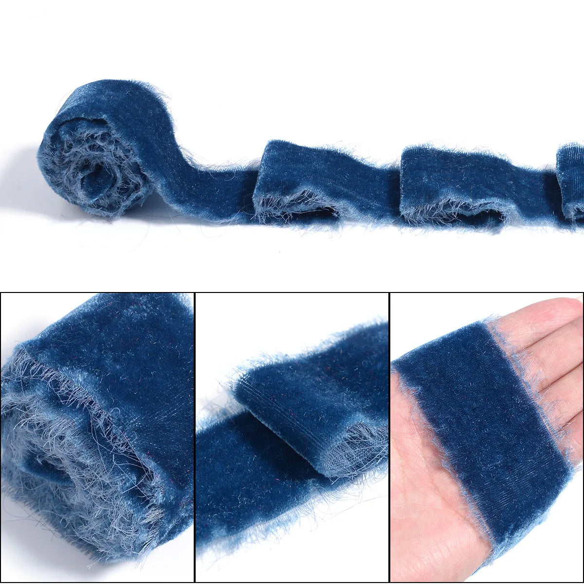 4cm Frayed Edge Velvet Ribbon 1.5yd – Wedding & Gift Wrap Velvet Craft Ribbon PLUSH