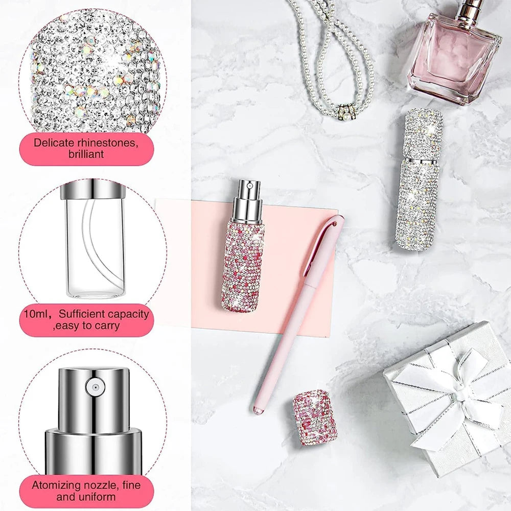 Bling Rhinestone 10ml Refillable Perfume Atomizer Spray Bottle Perfume Atomizer PLUSH
