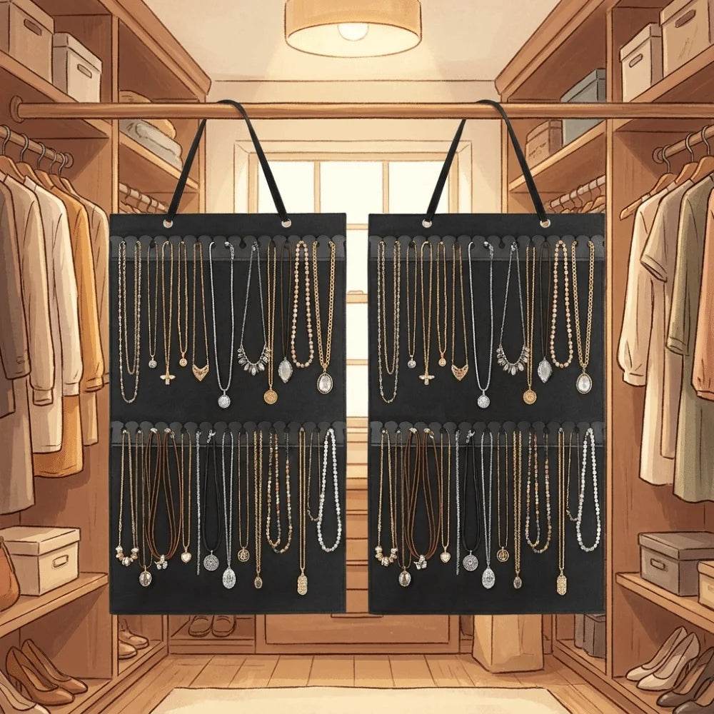 Wall Mounted Felt Jewelry Organizer Bag – Space-Saving Display Jewelry Organizer Bag PLUSH