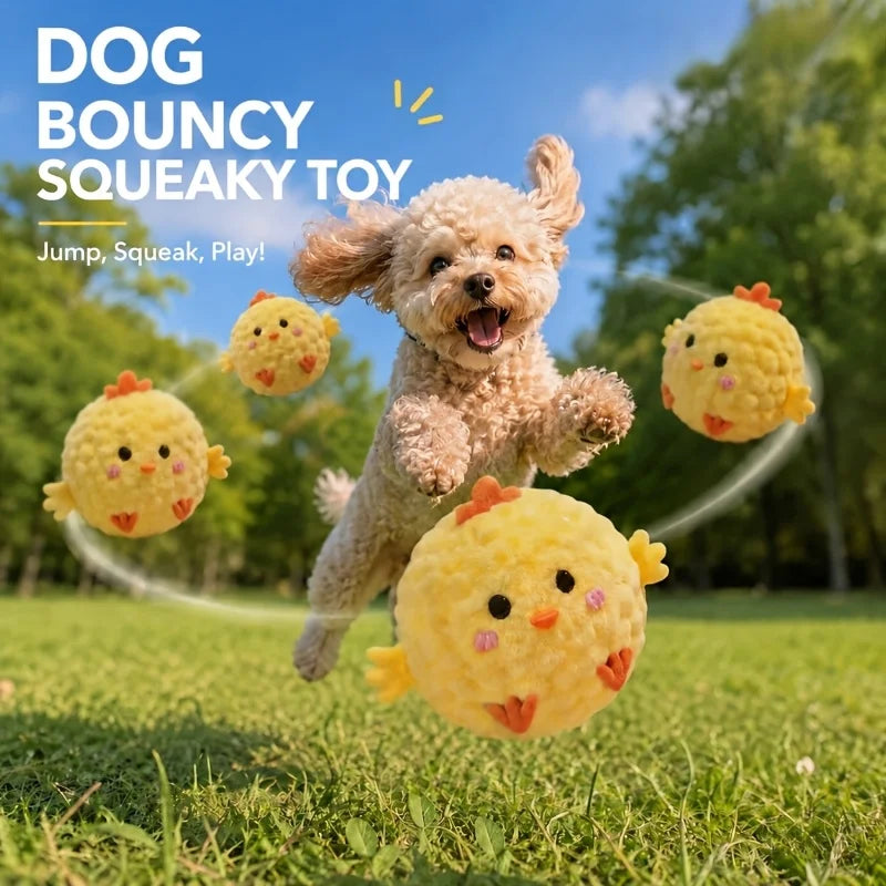 Plush Squeaky Bounce Ball Dog Toy – Interactive Cartoon Pet Toy Dog Squeaky Toy PLUSH