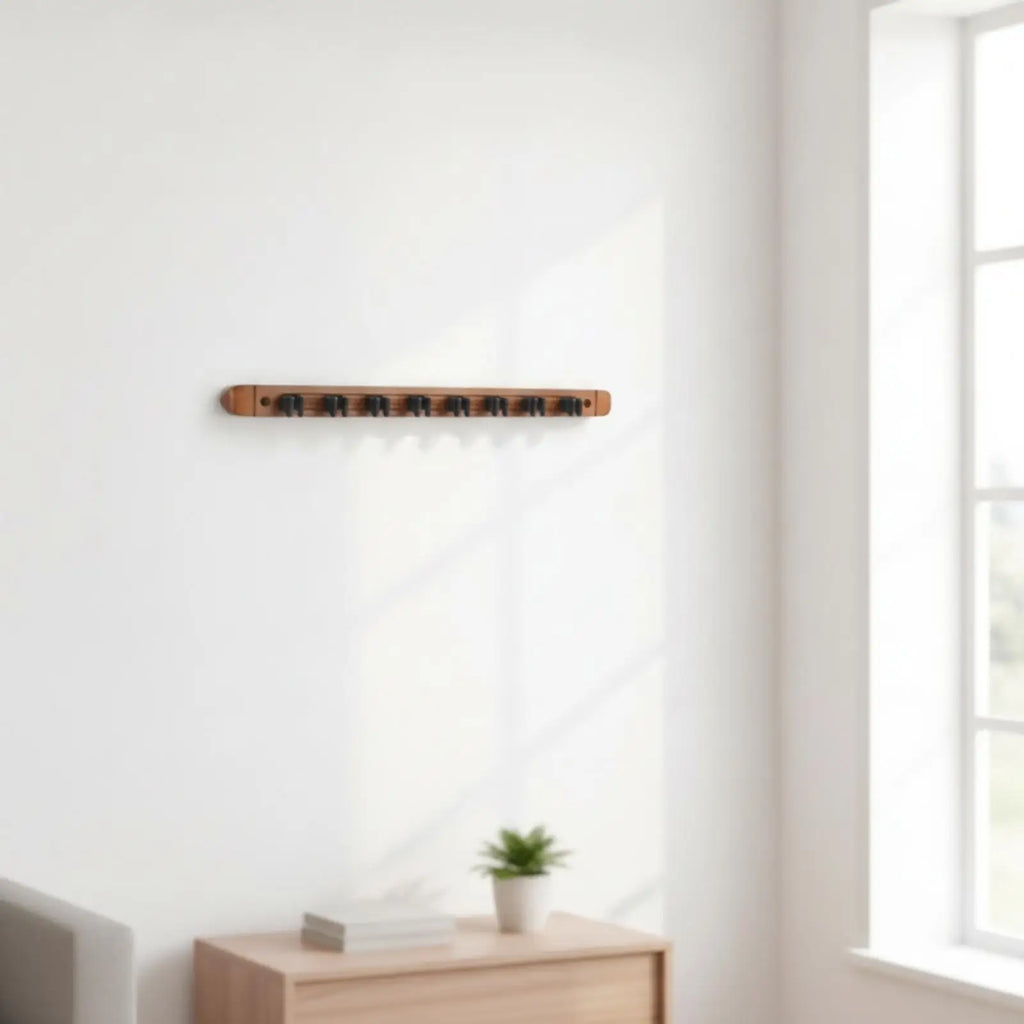 Pine Wood Billiard Cue Rack – 8-Slot Wall Mount Organizer Billiard Cue Rack PLUSH