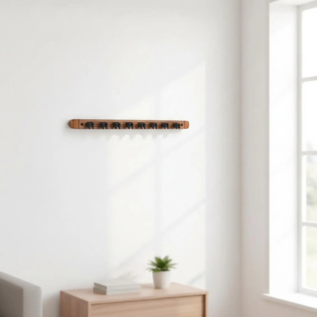 Pine Wood Billiard Cue Rack – 8-Slot Wall Mount Organizer Billiard Cue Rack PLUSH