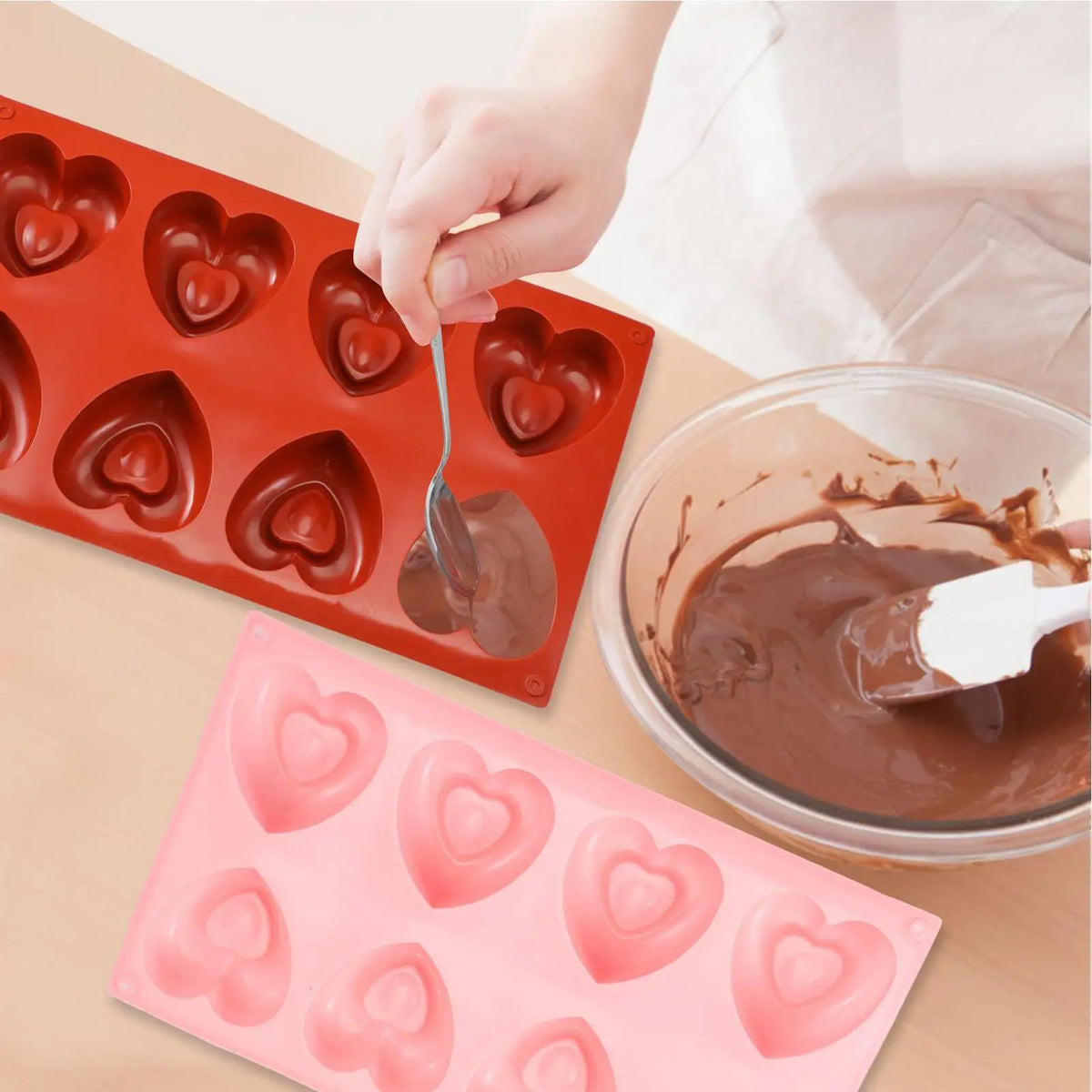 8-Cavity Heart Silicone Mold – Cake, Chocolate & Candle Making Silicone Baking Mold PLUSH