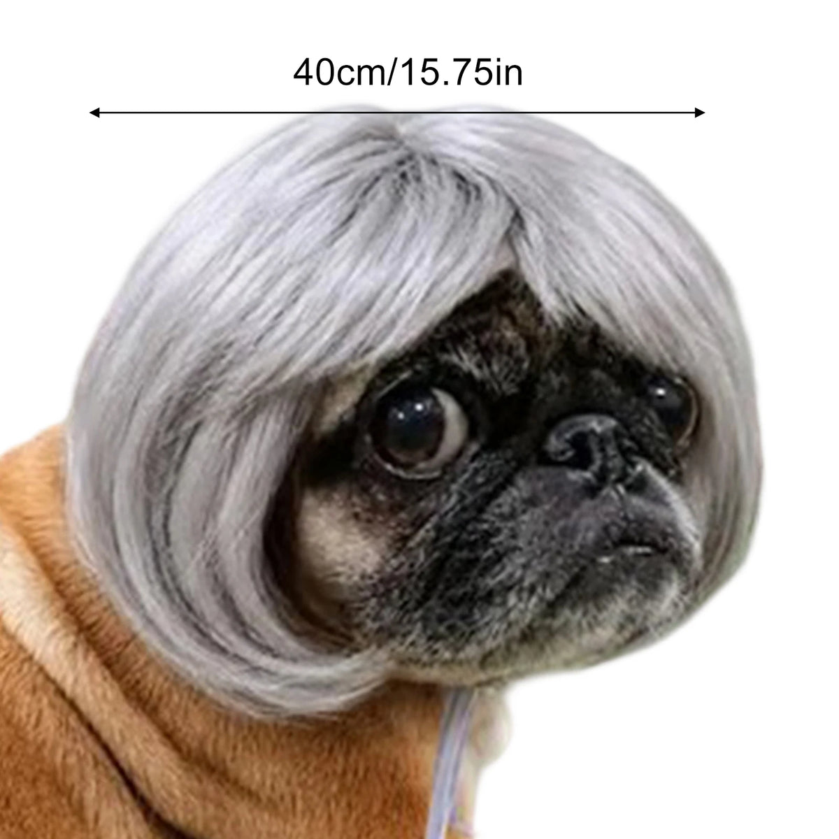 Funny Pet Wig for Dogs & Cats – DIY Halloween Costume Wig Pet Costume Wig PLUSH Silver