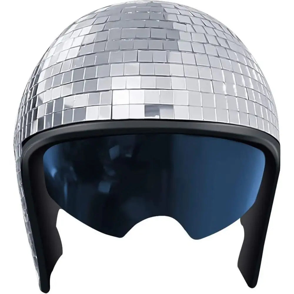 Disco Mirror Helmet – Reflective Glitter with Flip Visor Disco Party Helmet PLUSH