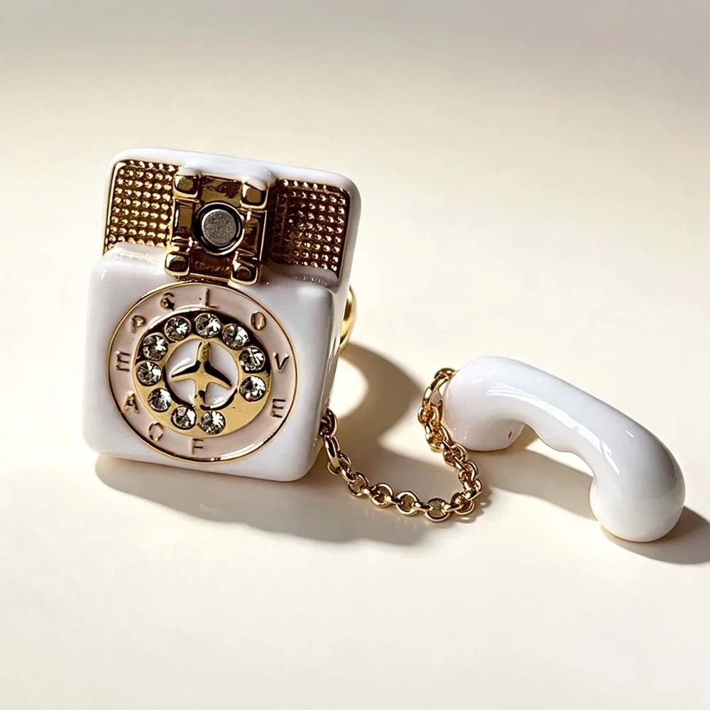Vintage Enamel Telephone Ring | Magnetic Open Split Alloy Ring Enamel Fashion Ring PLUSH