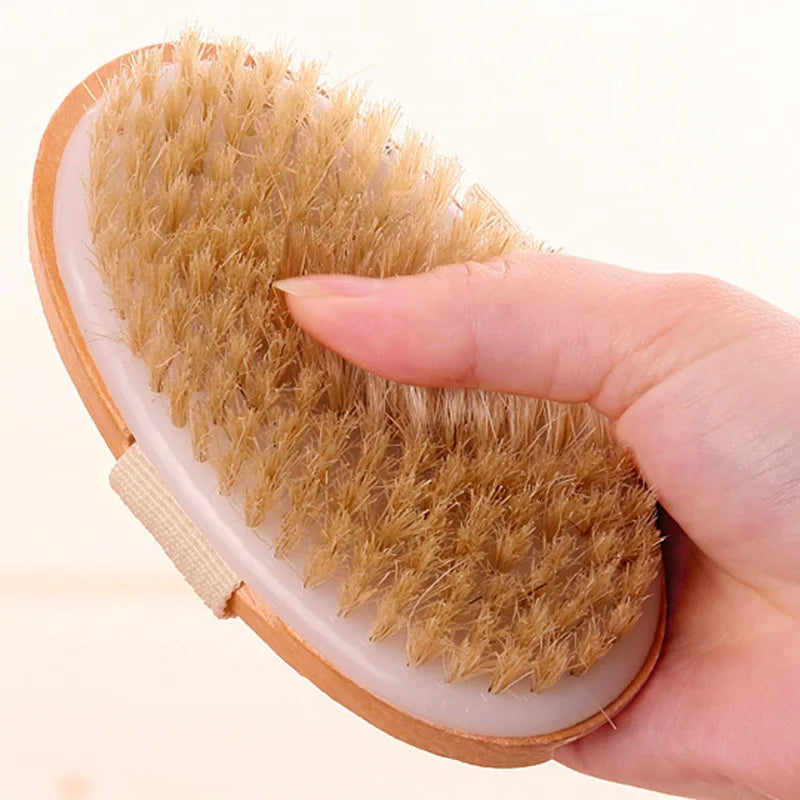 Wooden Bristle Bath Body Brush – Dry Brushing & Massage Bath Body Brush PLUSH