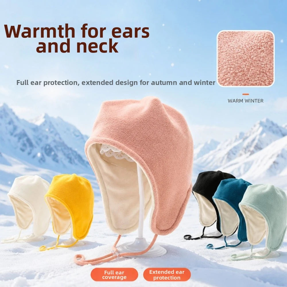 Windproof Fleece Ear Flap Hat – Adjustable Unisex Winter Cap Fleece Ear Flap Hat PLUSH