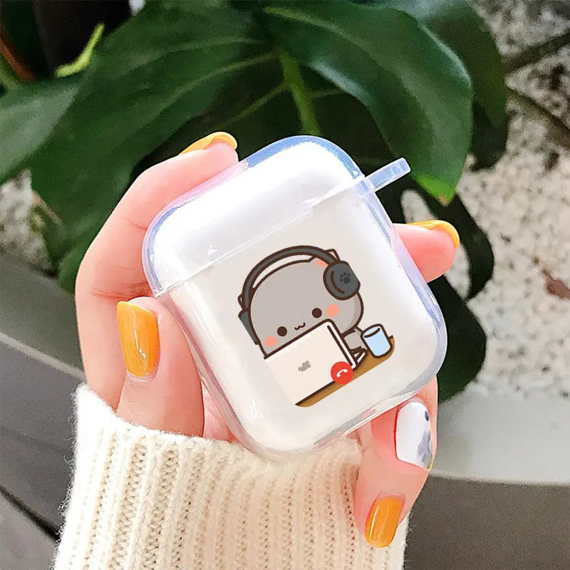 Funny Cat Clear AirPods Case | Cute Cover for Pro 1 2 3 4 Earphone Case Cover PLUSH Style 9 for airpods 1 2