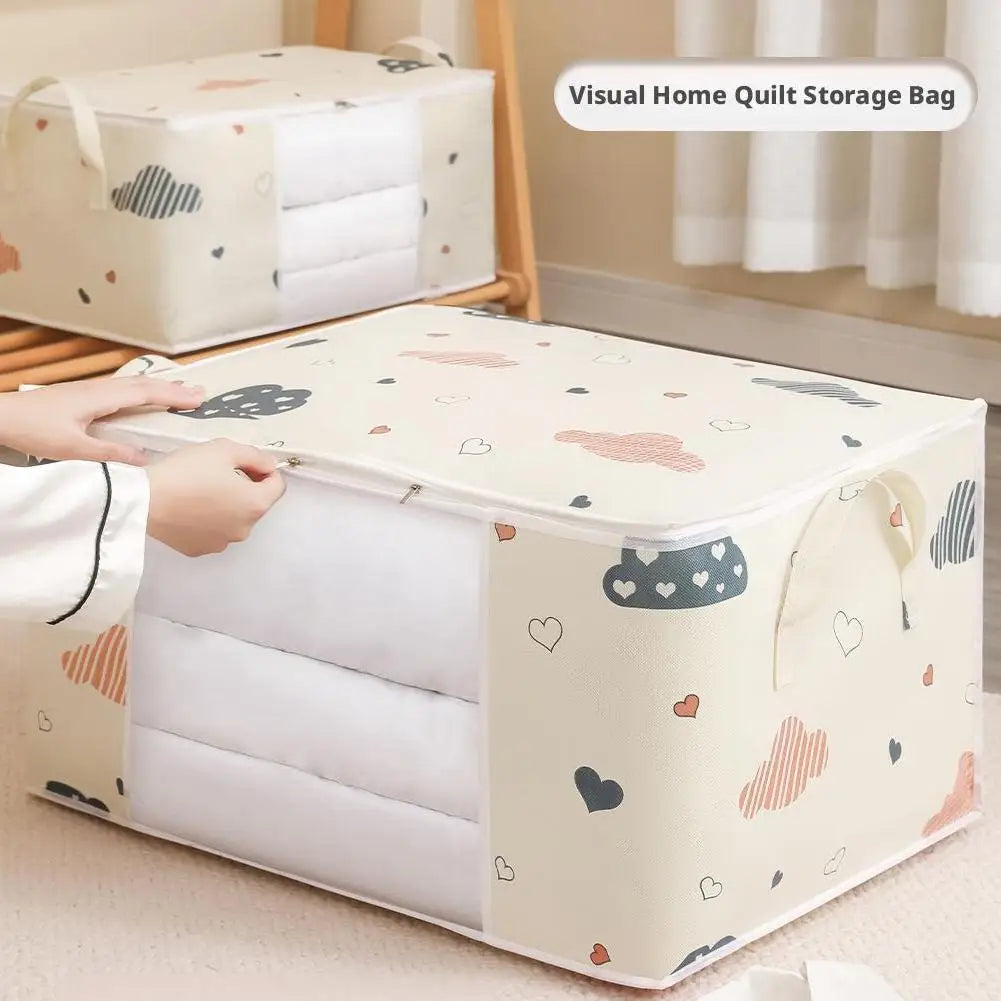 Dustproof Quilt Storage Bag with Handle – Foldable Organizer Quilt Storage Bag PLUSH