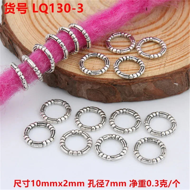 5pcs Viking Dreadlock Hair Braid Beads Cuffs Rings Gold Silver Hair Braid Cuffs PLUSH 5pcs LQ130-3