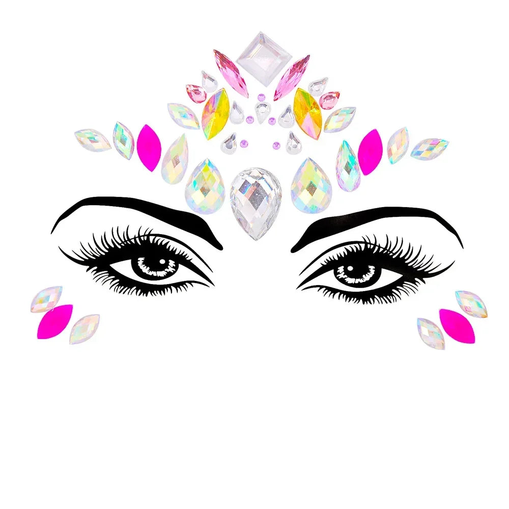 Crystal Face Gems Rhinestone Temporary Tattoo Stickers Face Gem Stickers PLUSH 62