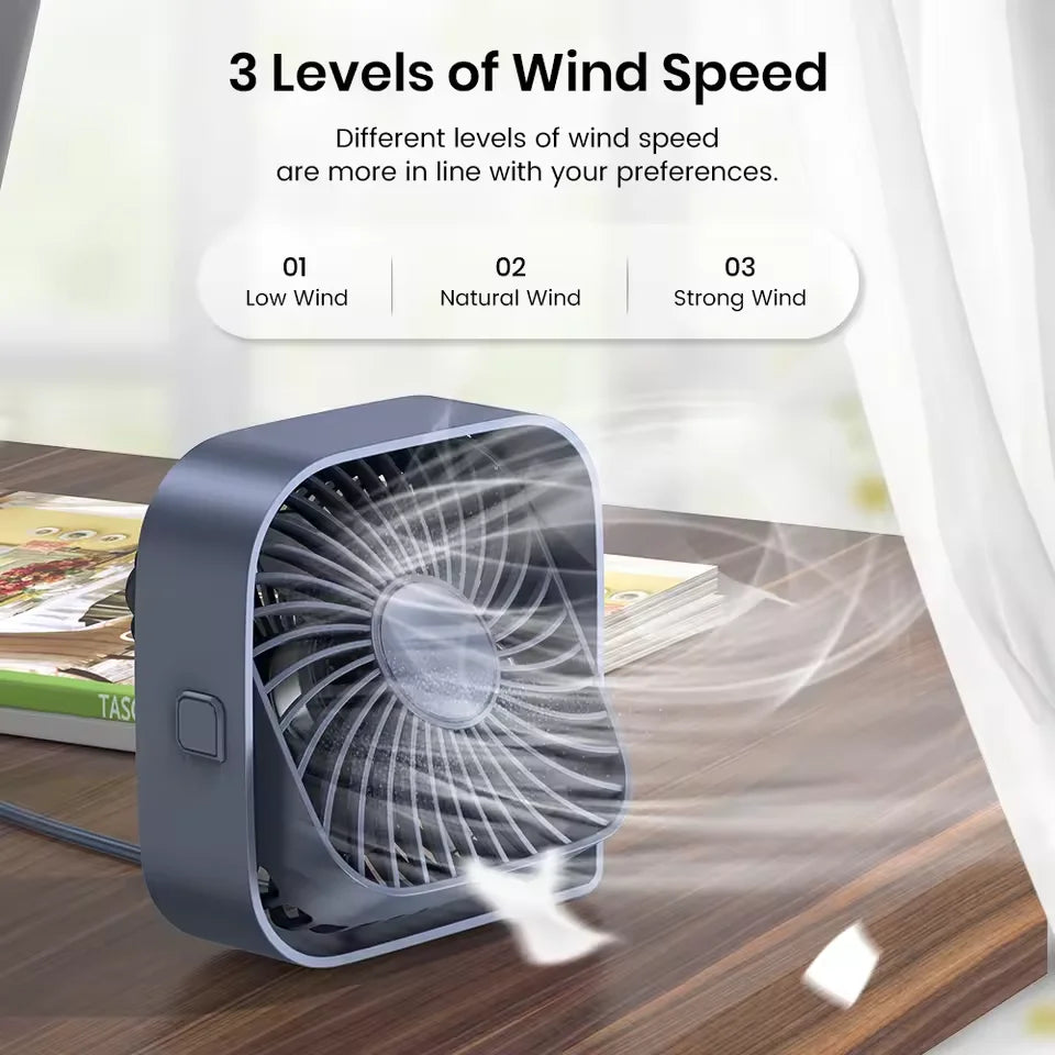 Mini Desktop USB Fan – 360° Rotation, Portable Strong Airflow Desktop USB Fan PLUSH
