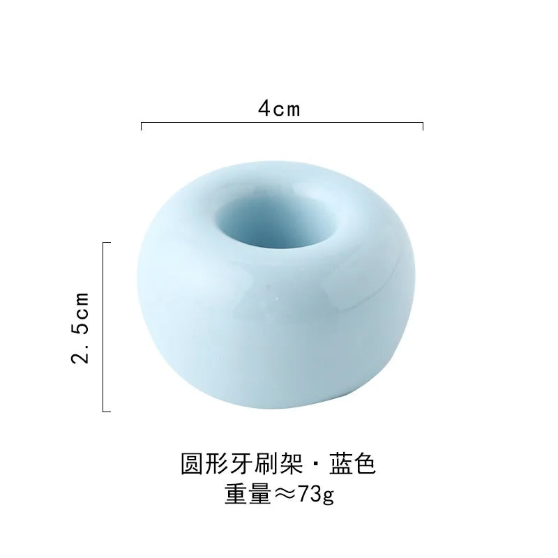 Ceramic Donut Toothbrush Holder – Bathroom Storage Stand Toothbrush Holder PLUSH Blue