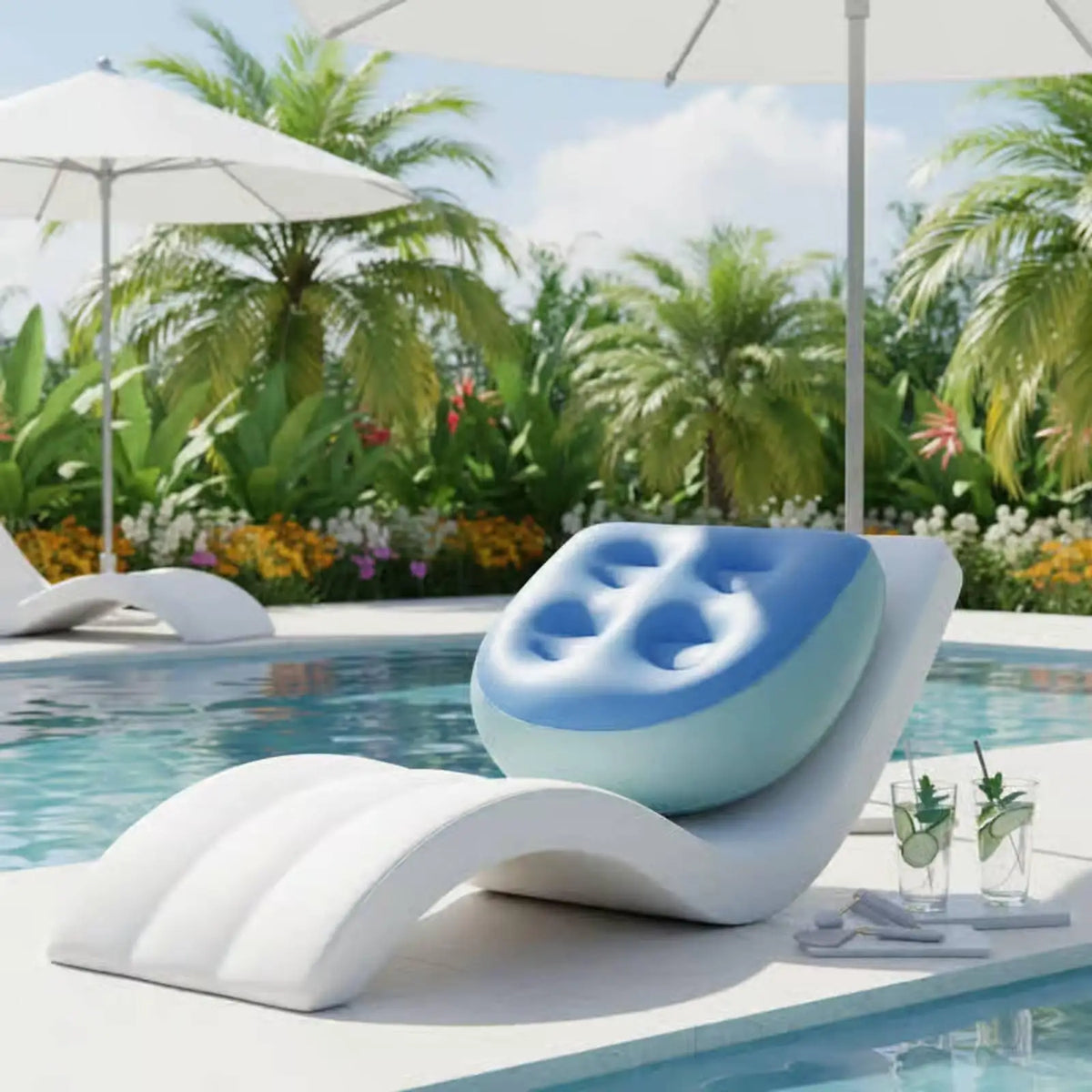 Inflatable Bath Cushion Spa Seat | Non-Slip Suction Cups Inflatable Bath Seat PLUSH