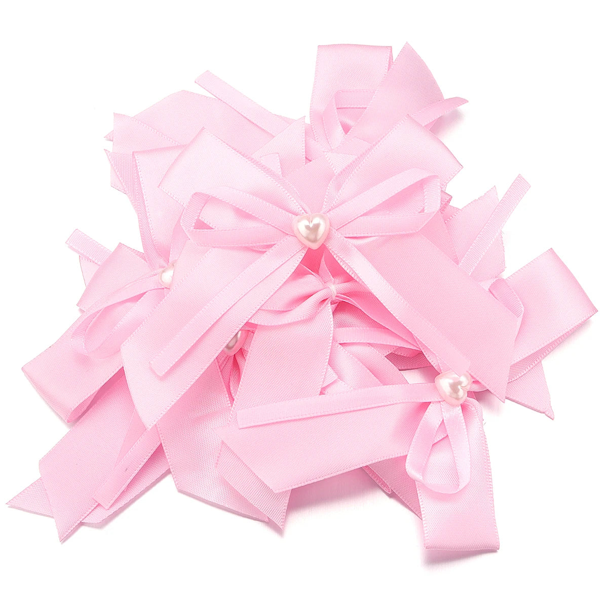 10pcs Double Layer Polyester Pearl Bows – DIY Jewelry & Craft DIY Bow Embellishments PLUSH pink