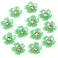 50pcs Pearl Rhinestone Bauhinia Flower Acrylic Flat Back Beads Flat Back Craft Beads PLUSH green
