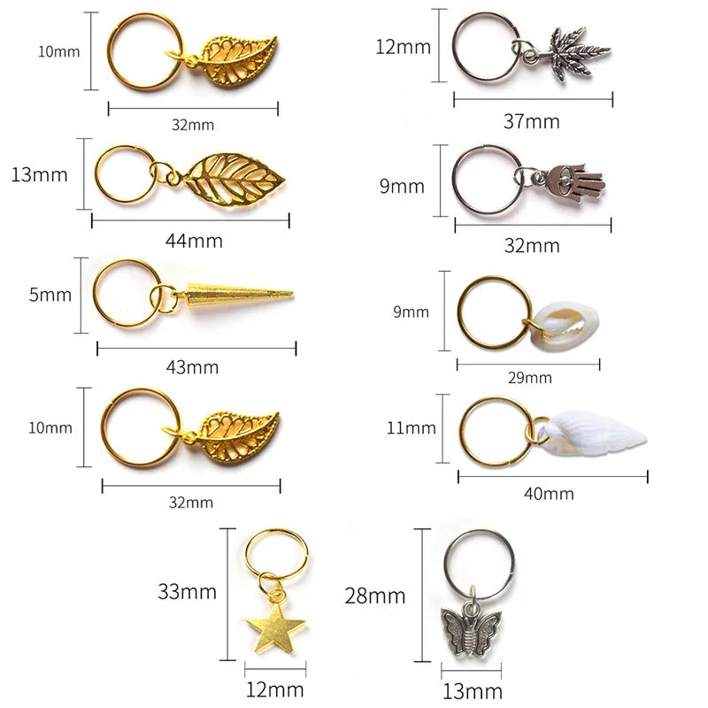 5-Piece Colorful Dreadlock Beads – Wooden Hair Rings & Cuffs Hair Braid Beads PLUSH