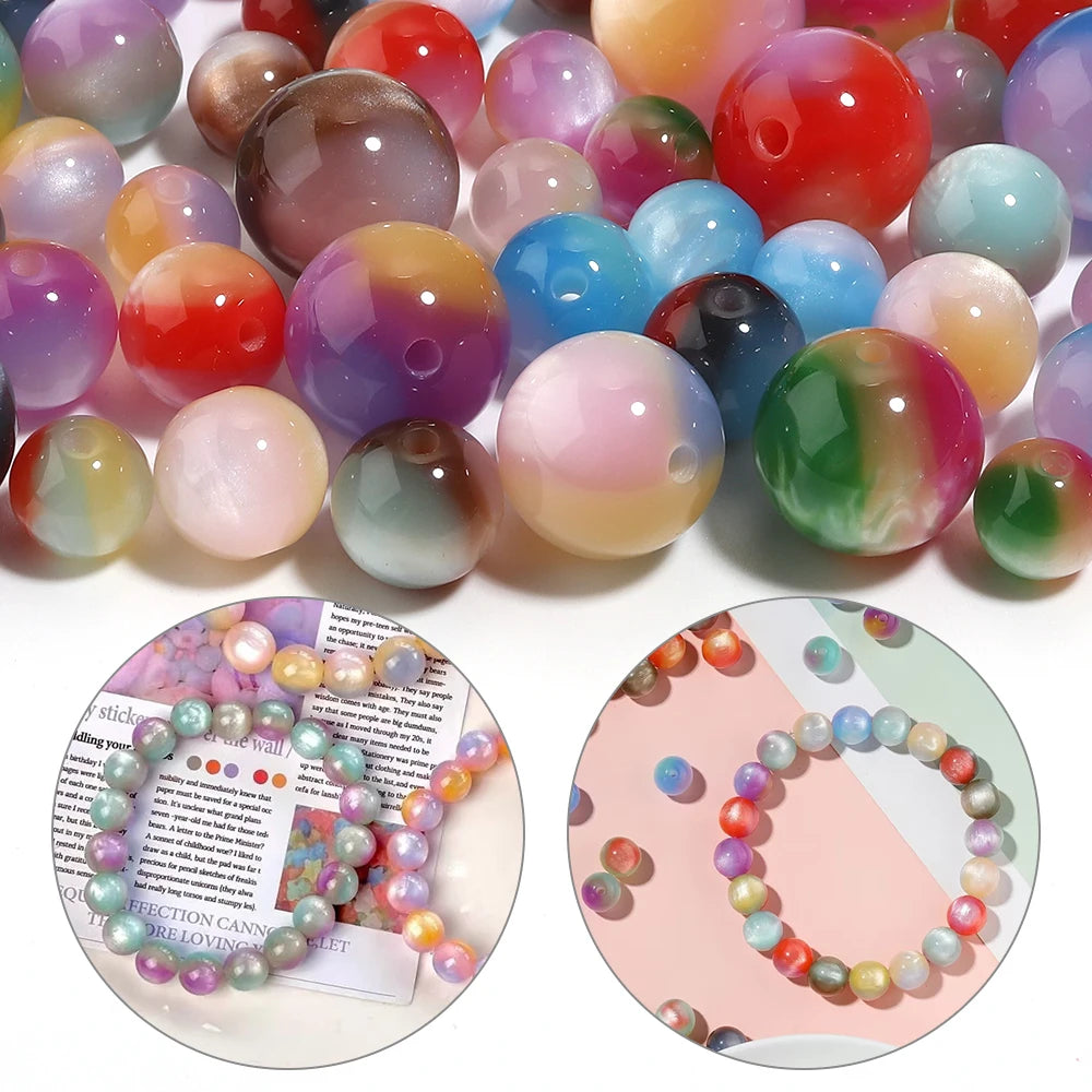 Cat Eye Round Resin Beads 10–16mm | DIY Jewelry Spacers Resin Spacer Beads PLUSH