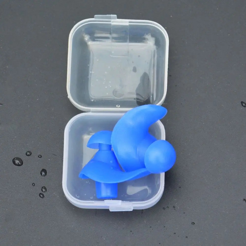 Silicone Waterproof Swim Earplugs for Sleep & Water Sports Swim Earplugs PLUSH blue-with case