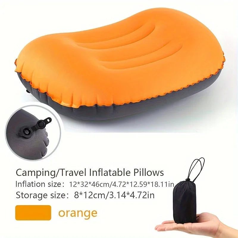 Ultralight Inflatable Camping Pillow – Neck & Lumbar Support Inflatable Camping Pillow PLUSH Orange See below for size descriptions