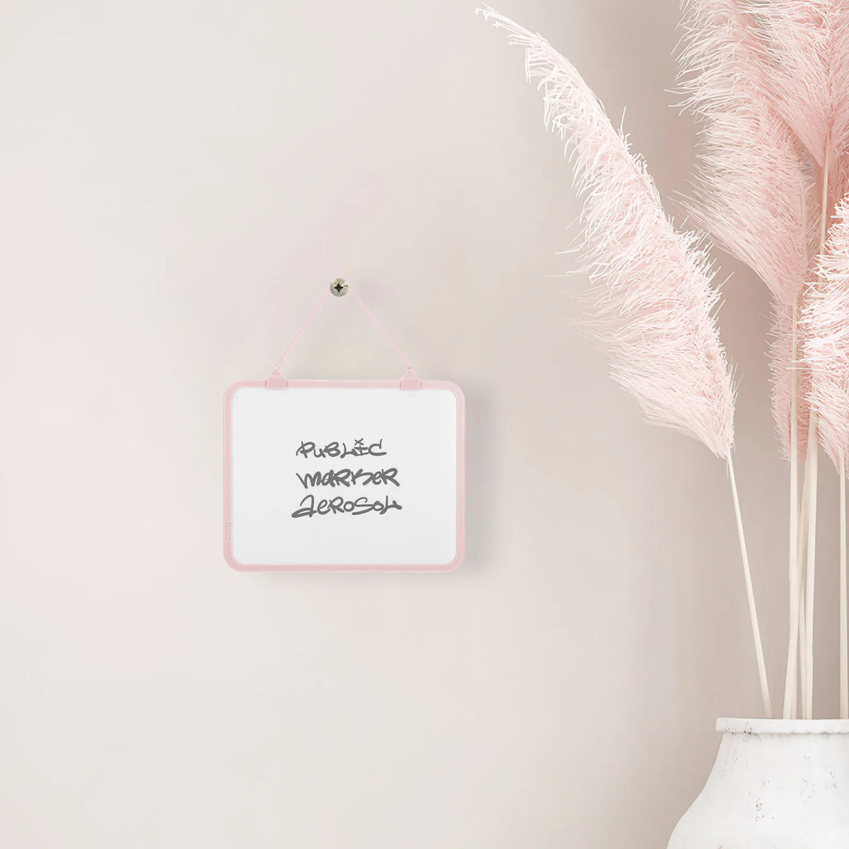 Pink Double-Sided Magnetic Dry Erase Whiteboard | Hangable Dry Erase Whiteboard PLUSH