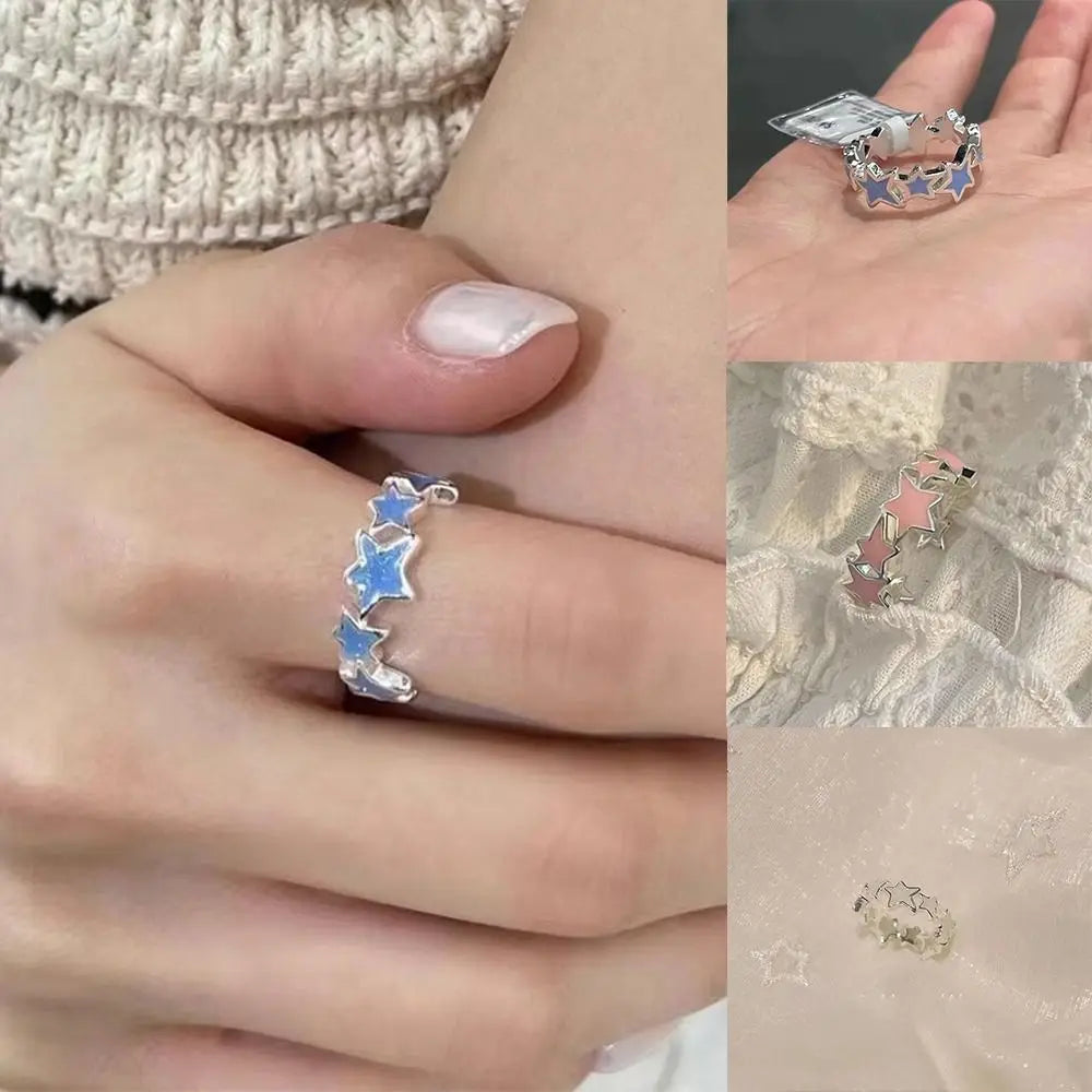 Y2K Geometric Star Open Ring | Korean Style Zinc Alloy Fashion Ring PLUSH