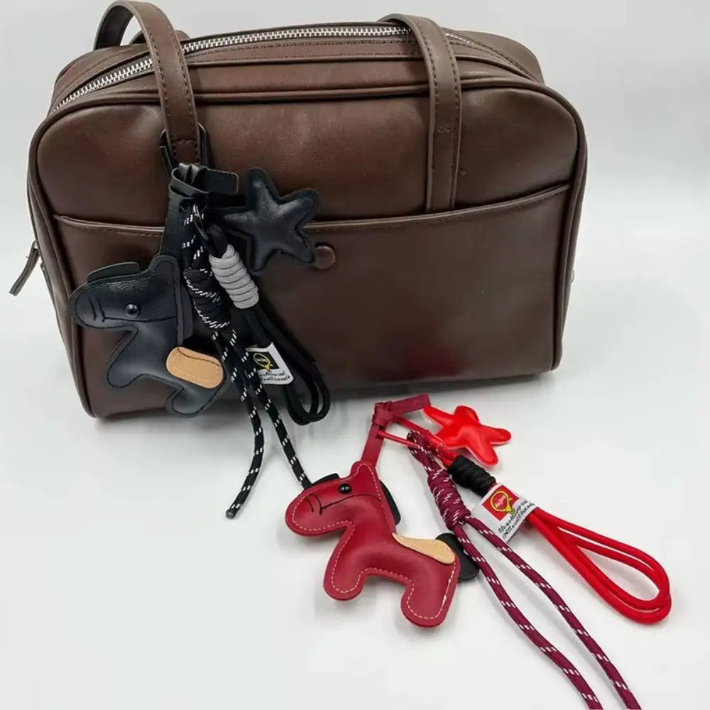 Cartoon Pony Leather Bag Charm & Keychain – Braided Rope Bag Charm Keychain PLUSH