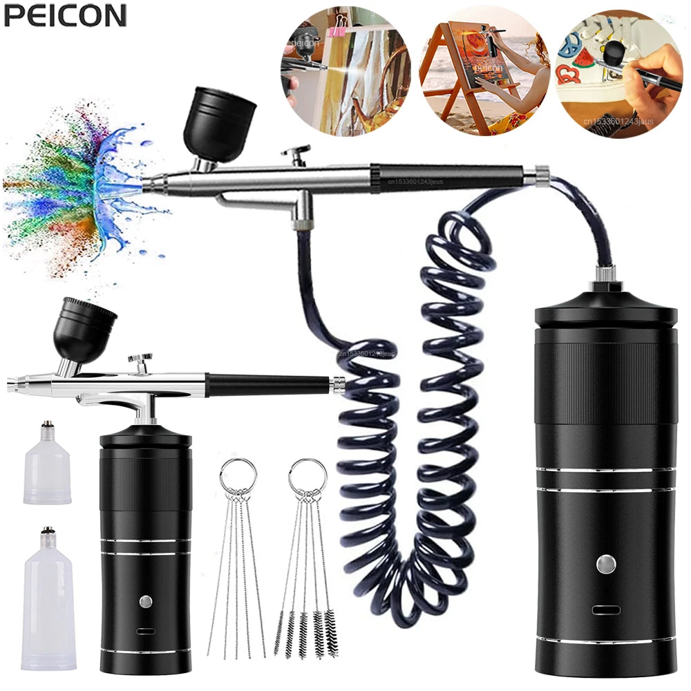 Wireless Portable Airbrush Kit with Compressor | Mini Spray Gun Airbrush Spray Kit PLUSH