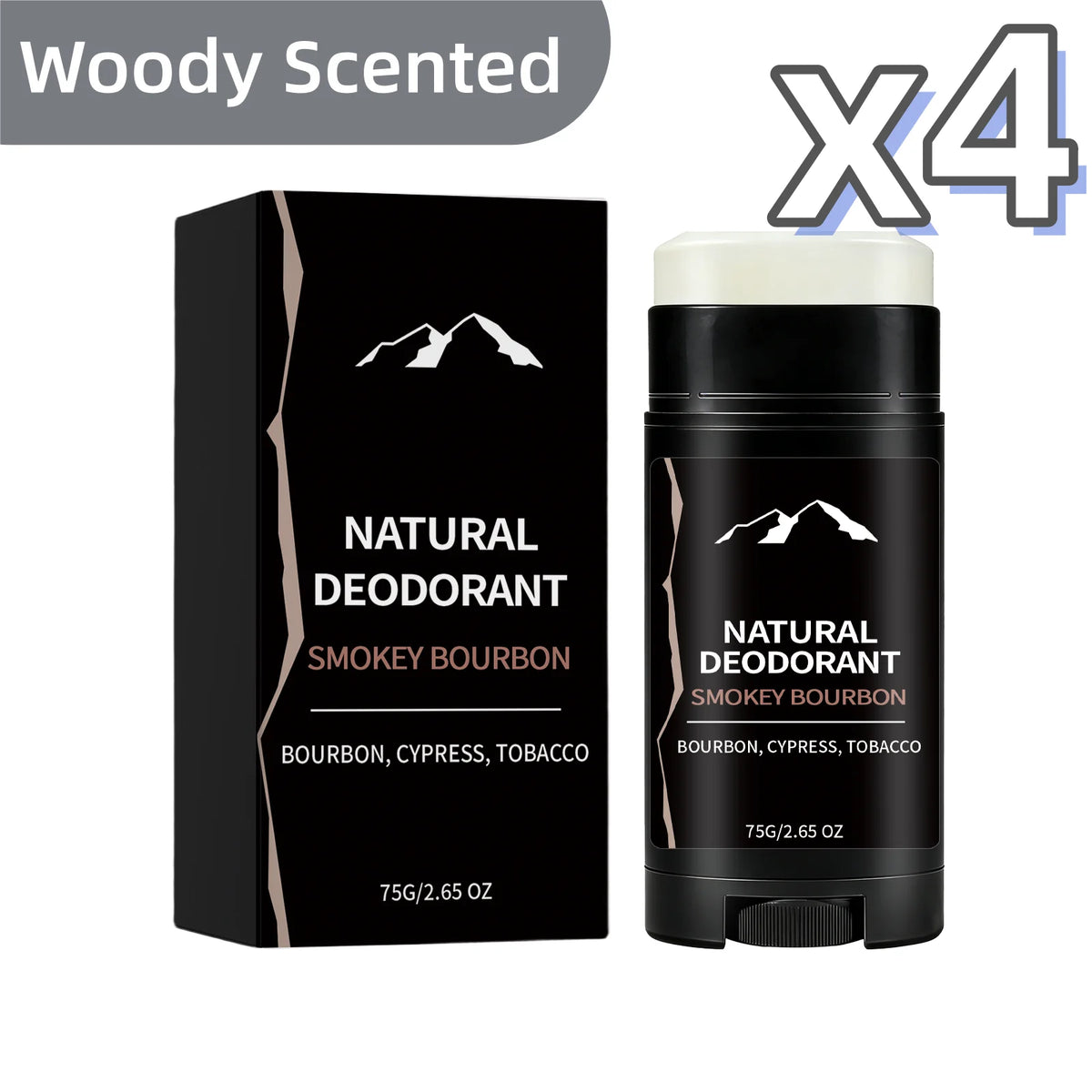 Men's Woody Tobacco Deodorant Stick – Long-Lasting 75g Men's Deodorant Stick PLUSH 75g Boxed x 4pcs