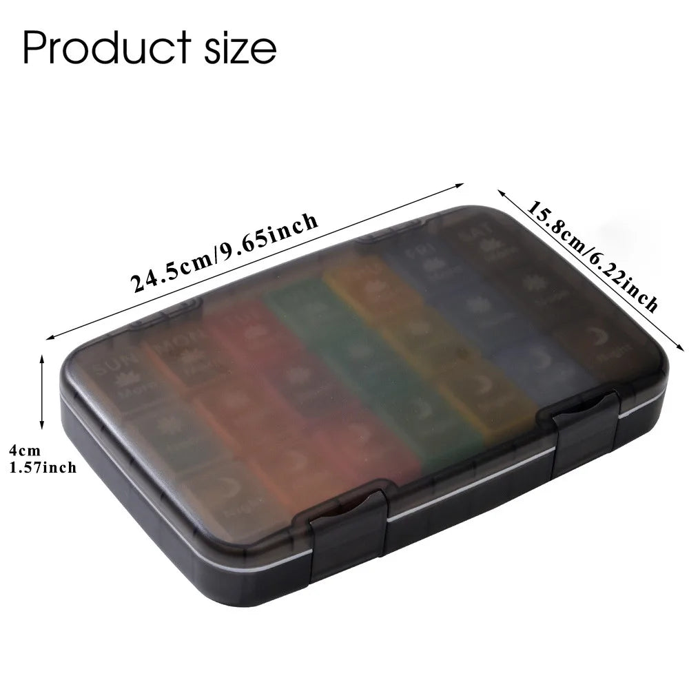 Weekly Pill Organizer 3x Daily – 21 Compartments 7-Day Case Pill Organizer Case PLUSH