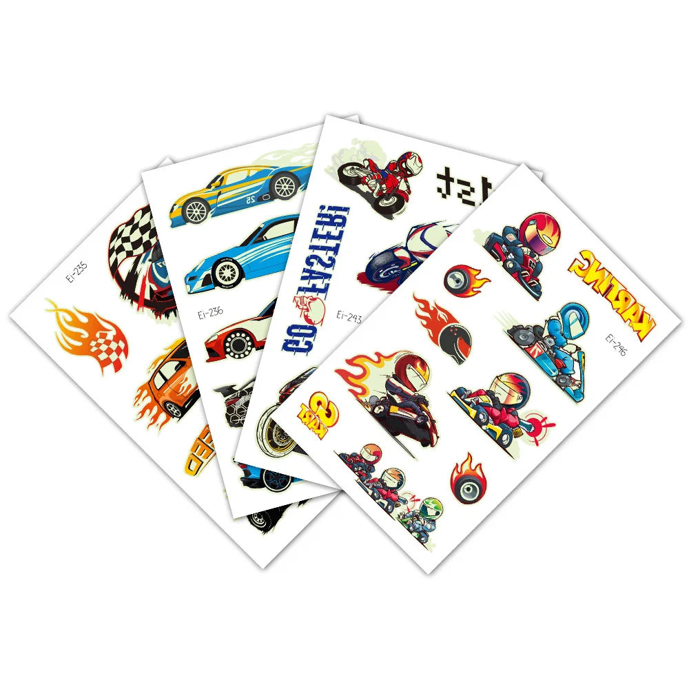 Glow in the Dark Motorcycle Tattoo Stickers for Kids – Waterproof Temporary Tattoo Stickers PLUSH