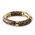 Vintage Acrylic Leopard Beaded Stretch Bracelet – Boho Bangle Beaded Stretch Bracelet PLUSH Coffee Leopard