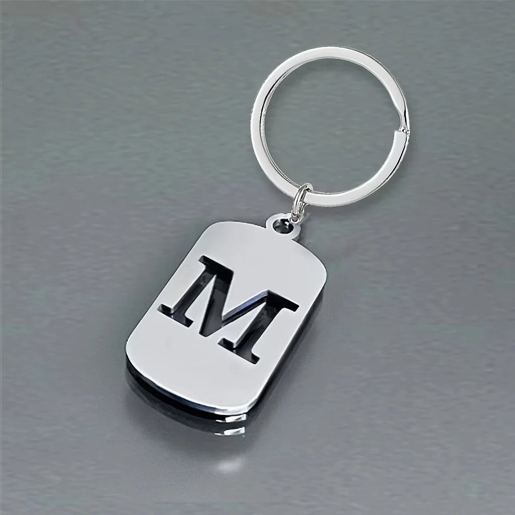 Stainless Steel Initial Letter Keychain – Men's Bag Pendant Letter Keychain PLUSH