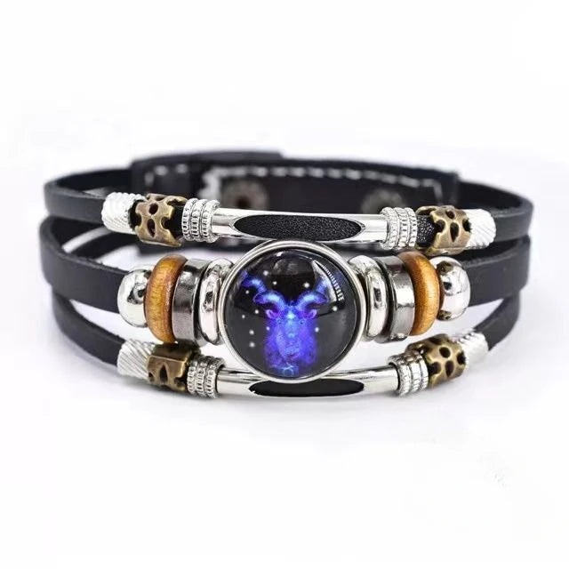 Zodiac Constellation Luminous Leather Bracelet | Unisex Gift Charm Bracelet PLUSH Capricorn