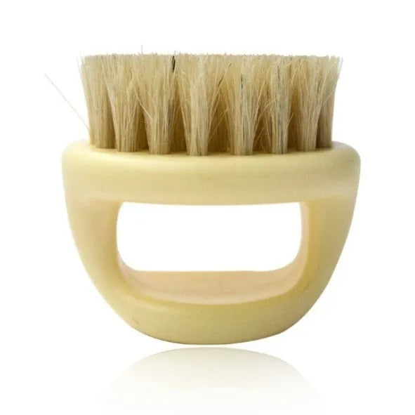 Men's Boar Bristle Beard Brush – Round Black Handle Grooming Beard Grooming Brush PLUSH White handle brush
