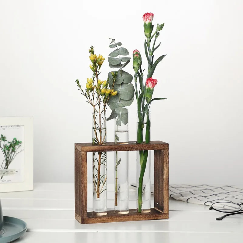 Hydroponic Test Tube Vase Set – Glass Planter Home Decor Glass Planter Vase PLUSH